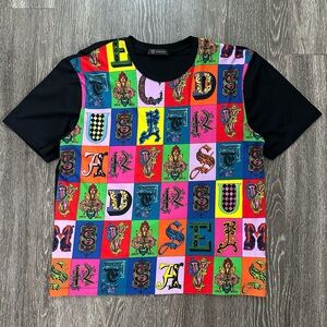 Versace Greca Medusa Black Multicolor Alphabet Logo Tee